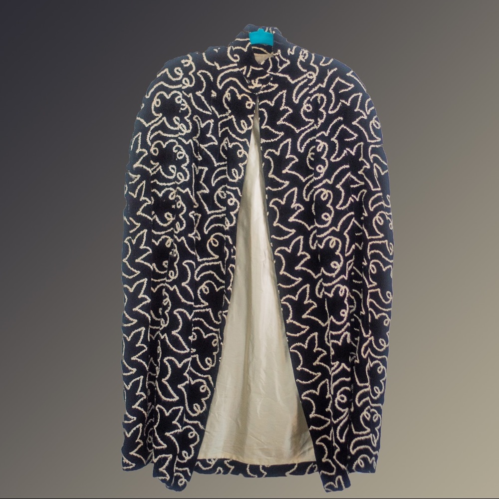 Vintage Monochromatic Embroidered Velvet Cape